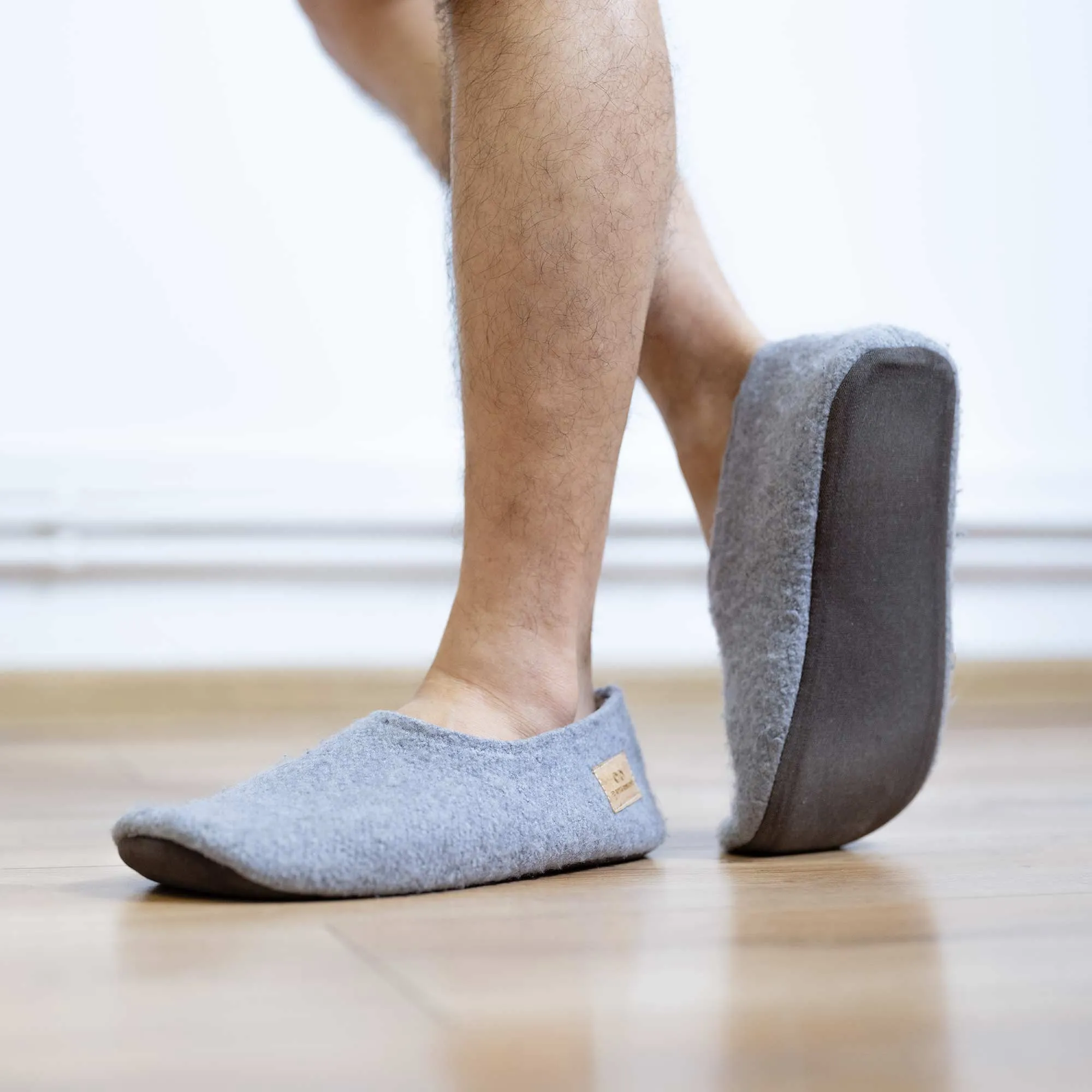 BAVARIA Organic Felted Merino Wool House Slippers (Lined with Organic Cotton Fleece, Glue-free, Elastic-free, Plastic-free)