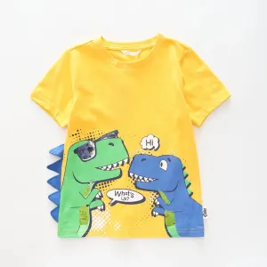 Boy's Yellow T-shirt With 'Hi' 'What's Up?' Dinosaur Print