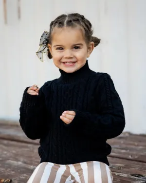 Dani Mockneck Cable Knit Sweater - Black by Bailey's Blossoms