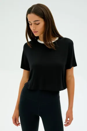 Djuna Crop Ringer Tee Black/White
