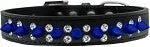 Double Crystal and Blue Spikes Dog Collar in Many Colors