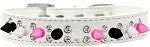 Double Crystal with Black, White and Bright Pink Spikes Dog Collar in Many Colors
