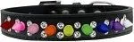 Double Crystal with Rainbow Spikes Dog Collar in Many Colors