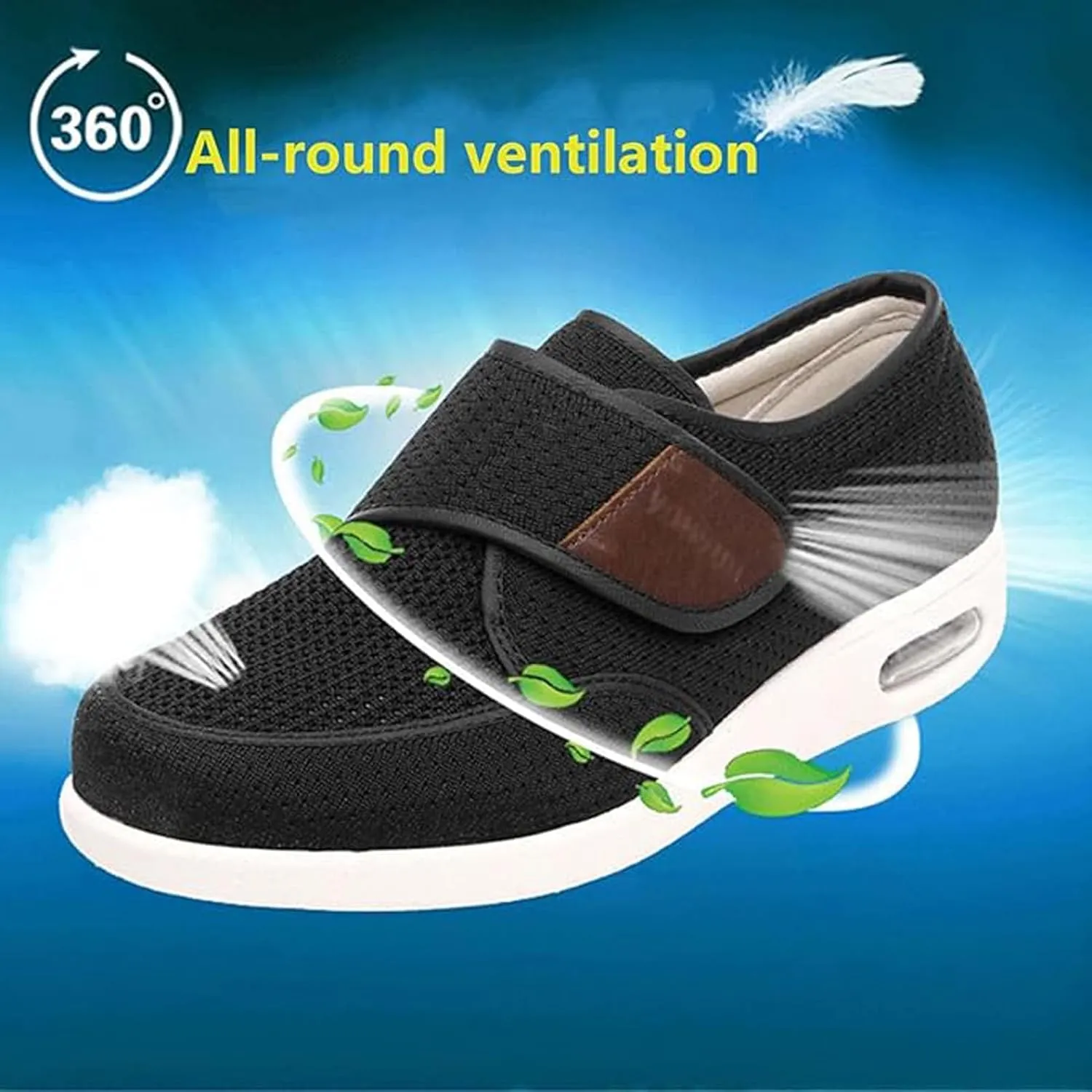 Extra Wide Diabetic Shoes, Lightweight Casual Walking Shoes, Orthopedic Comfy Casual Slippers, Elderly Sneakers, Adjustable Closure, with Arch Support, for Feet Fattening
