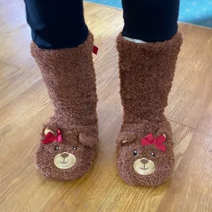 Fuzzy, Cozy, Warm Teddy Bear Slippers - Plush Slipper Socks (Adult)