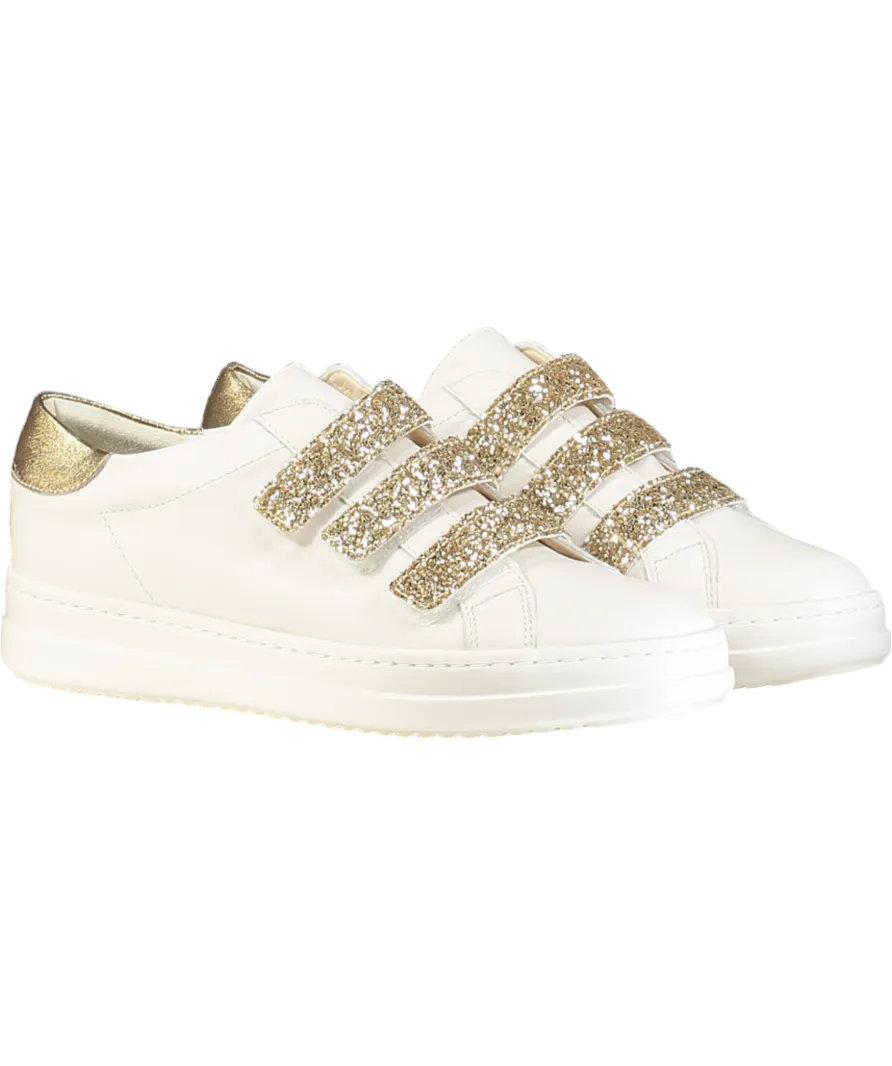 geox White  /gold Glitter Leather Pontoise Trainers UK 7 EU 40 