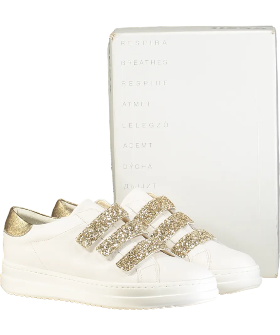 geox White  /gold Glitter Leather Pontoise Trainers UK 7 EU 40 