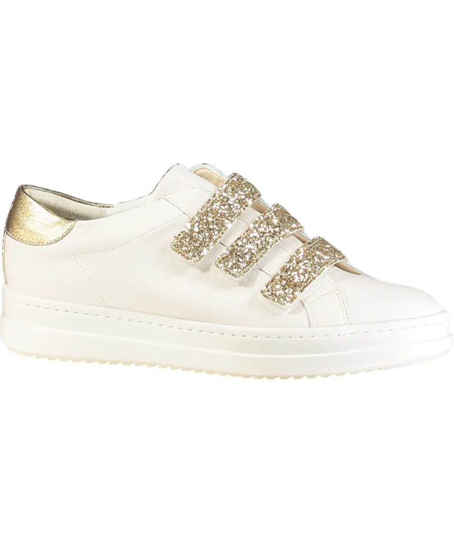 geox White  /gold Glitter Leather Pontoise Trainers UK 7 EU 40 