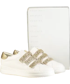geox White  /gold Glitter Leather Pontoise Trainers UK 7 EU 40 