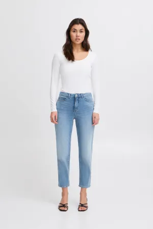 Ichi Twiggy Raven Cropped Denim - Light Wash