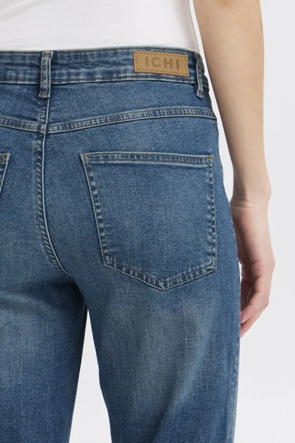 Ichi Twiggy Raven Cropped Denim - Mid-Wash