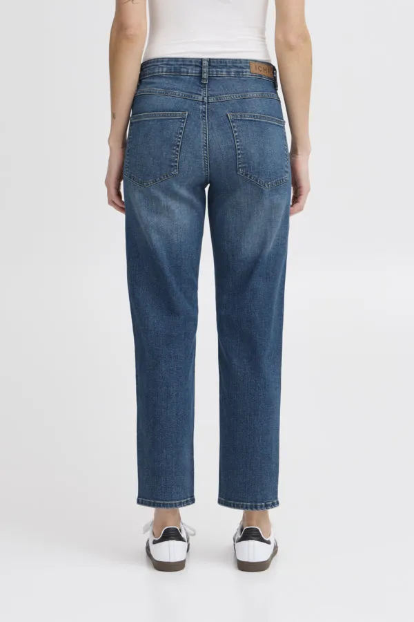 Ichi Twiggy Raven Cropped Denim - Mid-Wash