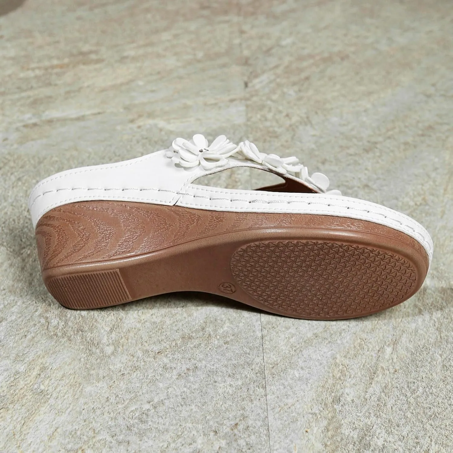 Ladies Flower Sandal Slippers Summer Slope Heel Fish Mouth Women's Casual Roman High Heel Sandal Slippers Beach Casual