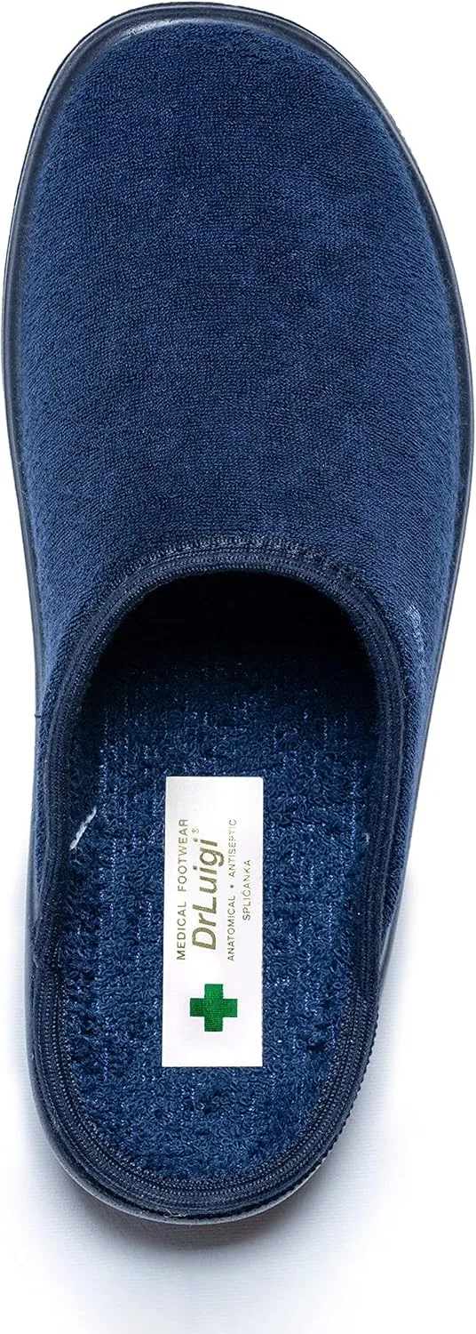 Medical Slippers for Men - Memory Foam Shoes Indoor Outdoor Italian Cotton - Made in EU - Relieves Pressure, Improves Peripheral Blood Circulation