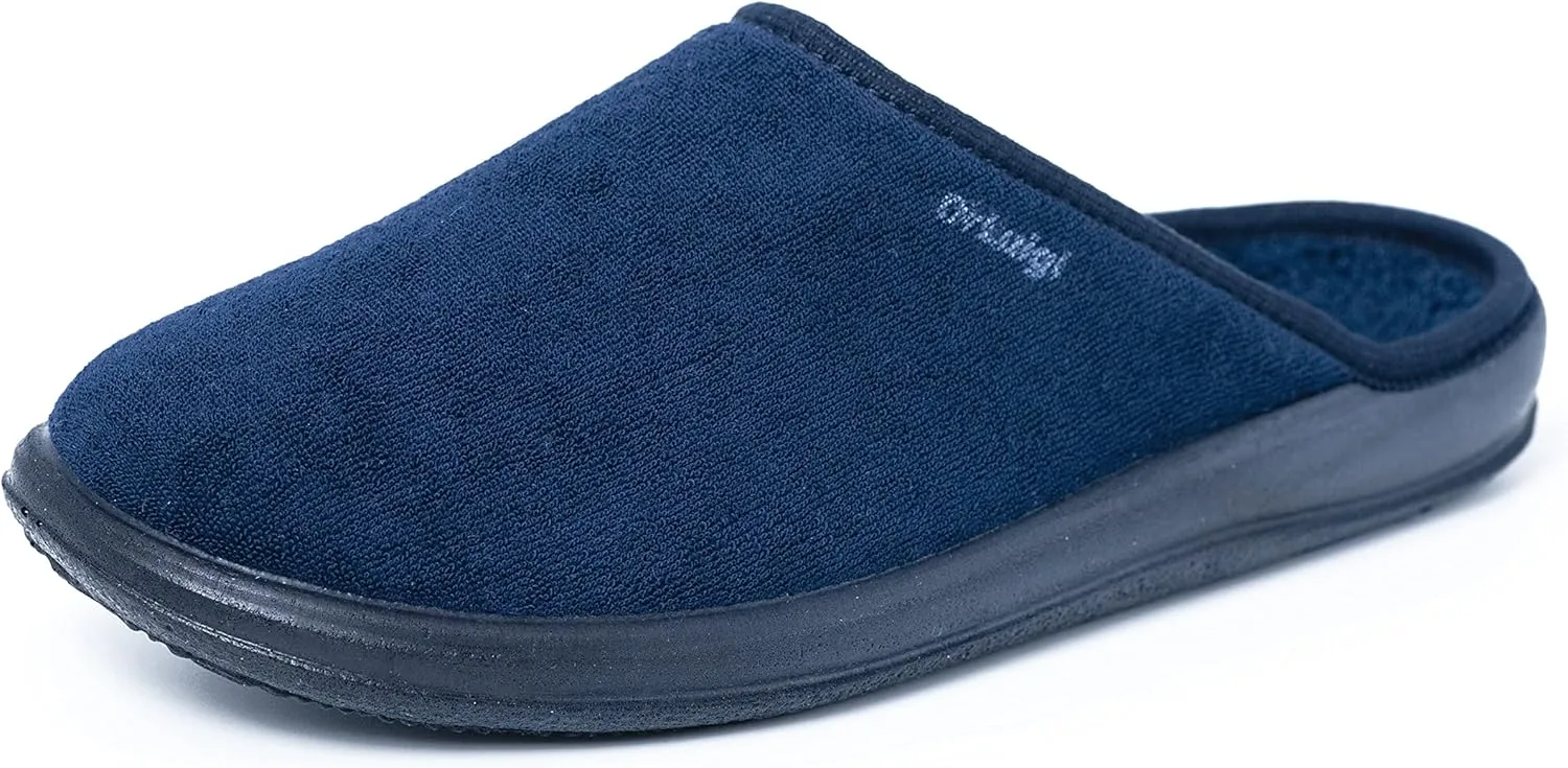 Medical Slippers for Men - Memory Foam Shoes Indoor Outdoor Italian Cotton - Made in EU - Relieves Pressure, Improves Peripheral Blood Circulation