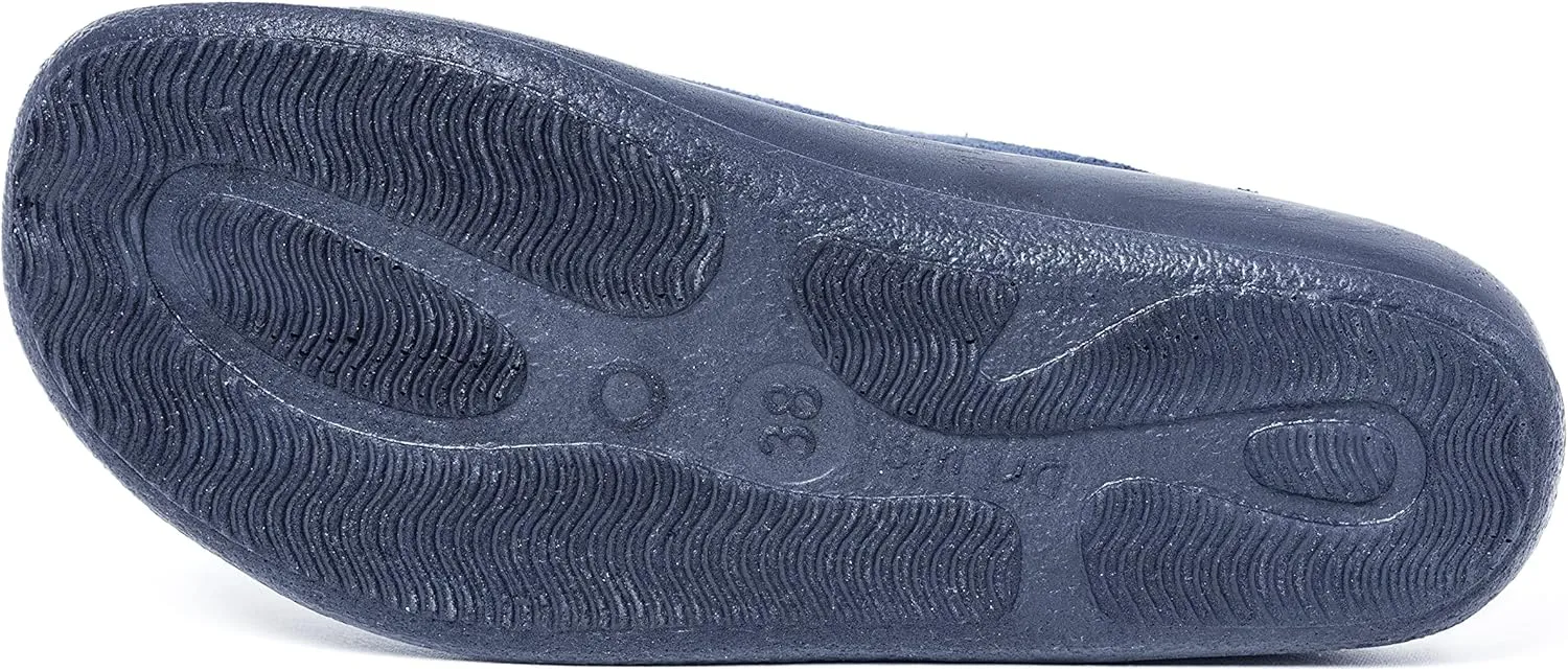 Medical Slippers for Men - Memory Foam Shoes Indoor Outdoor Italian Cotton - Made in EU - Relieves Pressure, Improves Peripheral Blood Circulation