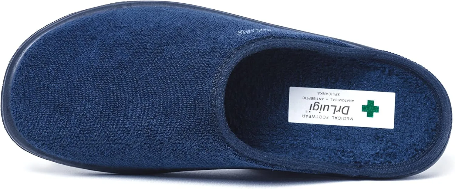 Medical Slippers for Men - Memory Foam Shoes Indoor Outdoor Italian Cotton - Made in EU - Relieves Pressure, Improves Peripheral Blood Circulation