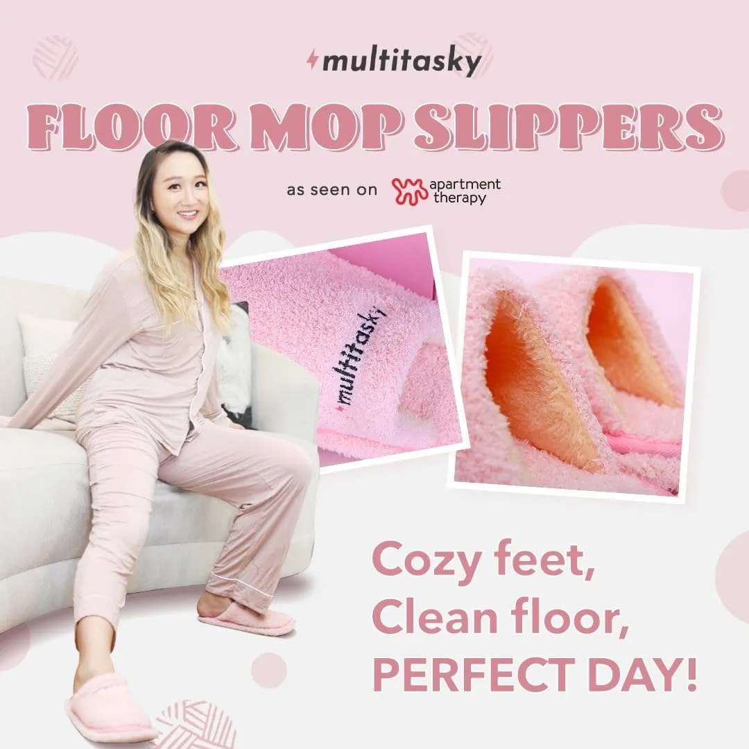 Multitasky Women's Floor Mop Slippers with Removable Sole