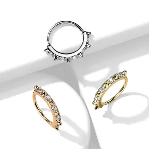 Nose Hoop - Spikes Cubic Zirconia - 20g