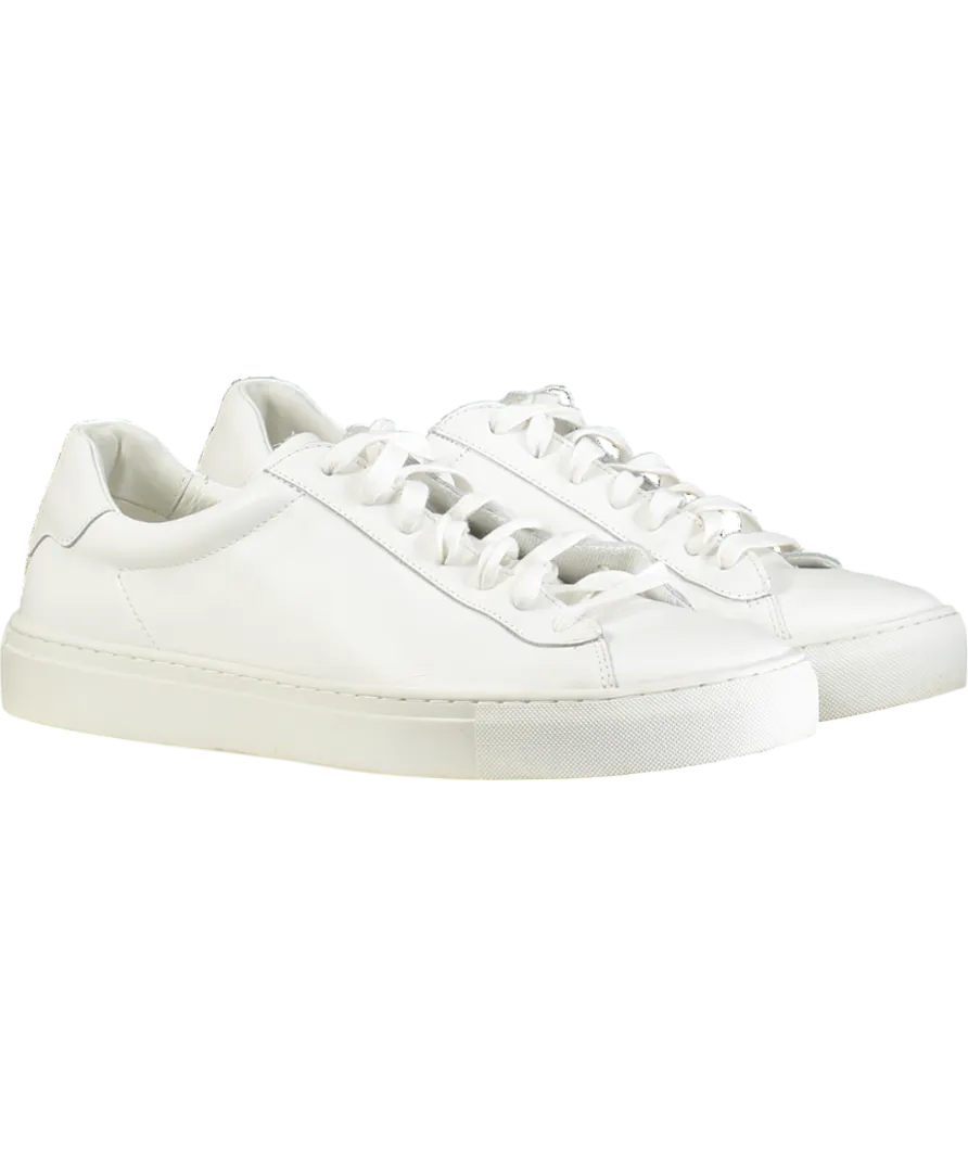 REISS White Finley Low Top Leather Trainers UK 9 EU 43 