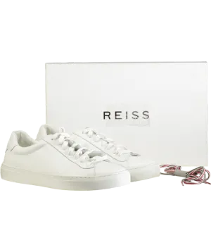 REISS White Finley Low Top Leather Trainers UK 9 EU 43 
