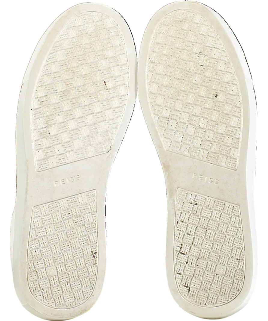 REISS White Finley Low Top Leather Trainers UK 9 EU 43 