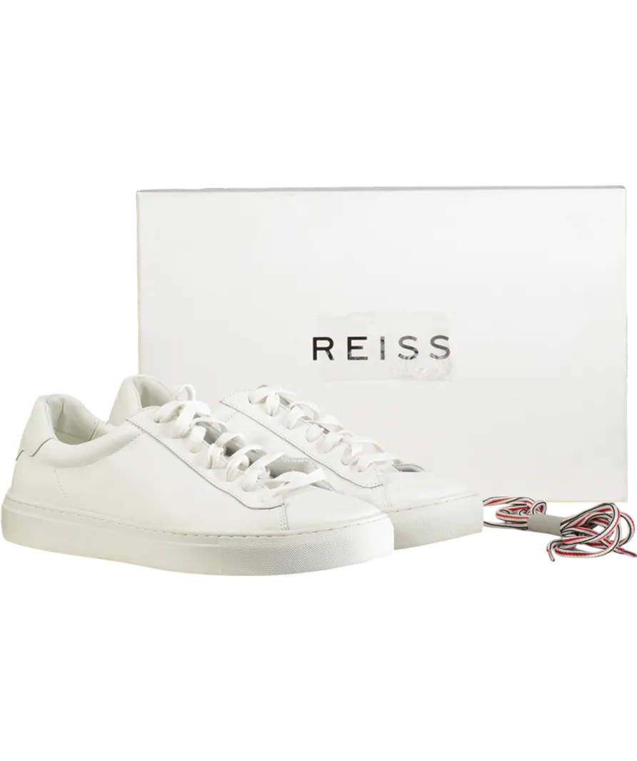 REISS White Finley Low Top Leather Trainers UK 9 EU 43 