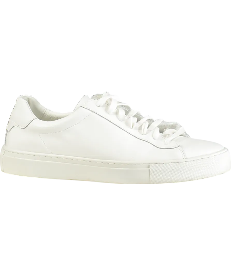 REISS White Finley Low Top Leather Trainers UK 9 EU 43 