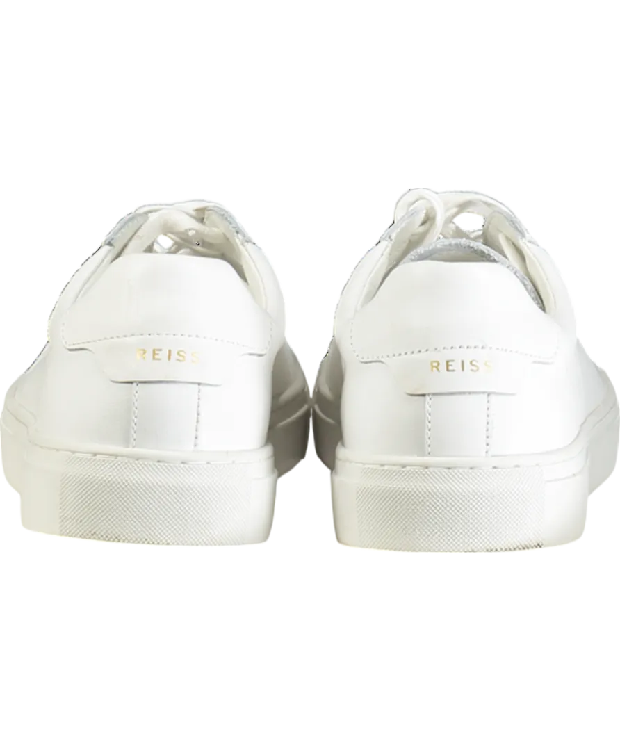 REISS White Finley Low Top Leather Trainers UK 9 EU 43 