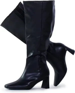 RF ROOM OF FASHION Women's Plus Size Square Toe Knee High Dress Boots (Wide Calf Wide Width)