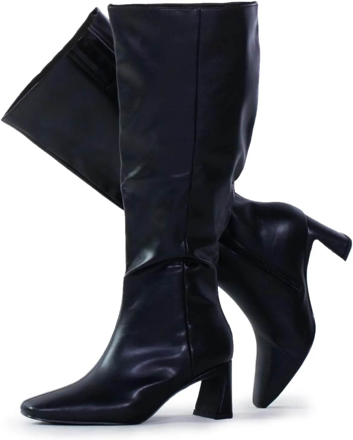 RF ROOM OF FASHION Women's Plus Size Square Toe Knee High Dress Boots (Wide Calf Wide Width)