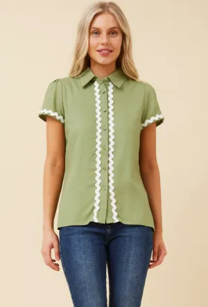 Ric Rac Linen Shirt - Sage