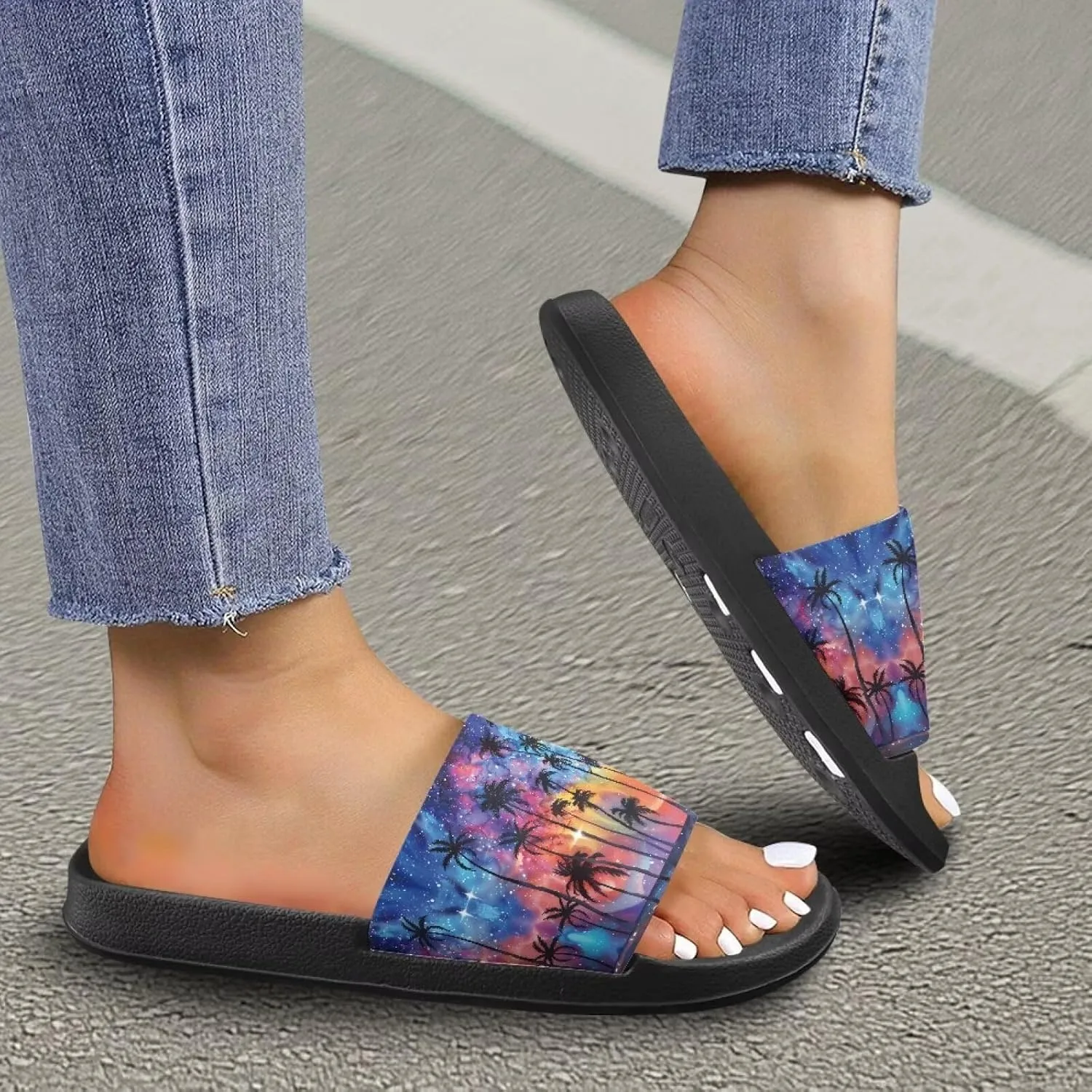 Slides & Slippers for Women & Men Casual Pool Sandals Open Toe Shower Shoes Summer Footwear Gift for Family Friends