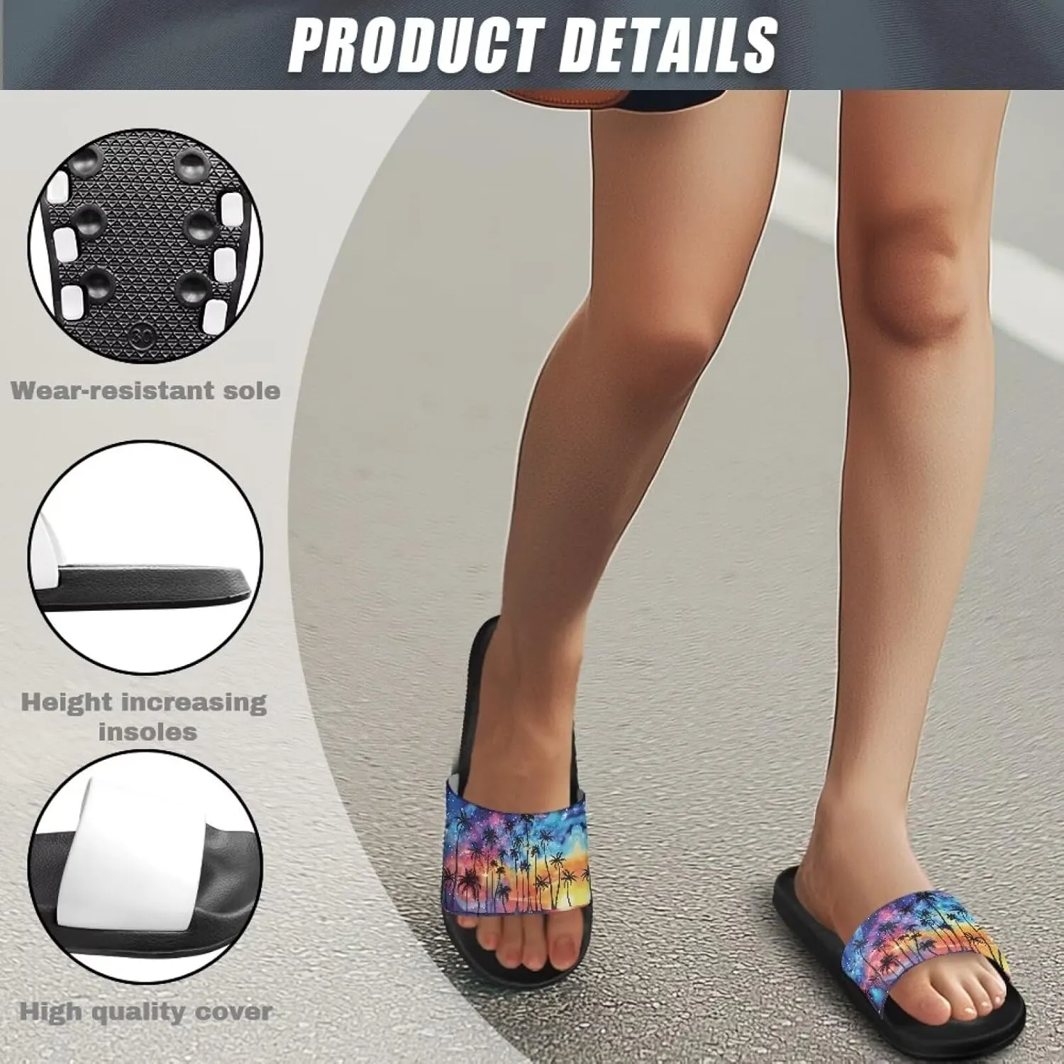Slides & Slippers for Women & Men Casual Pool Sandals Open Toe Shower Shoes Summer Footwear Gift for Family Friends