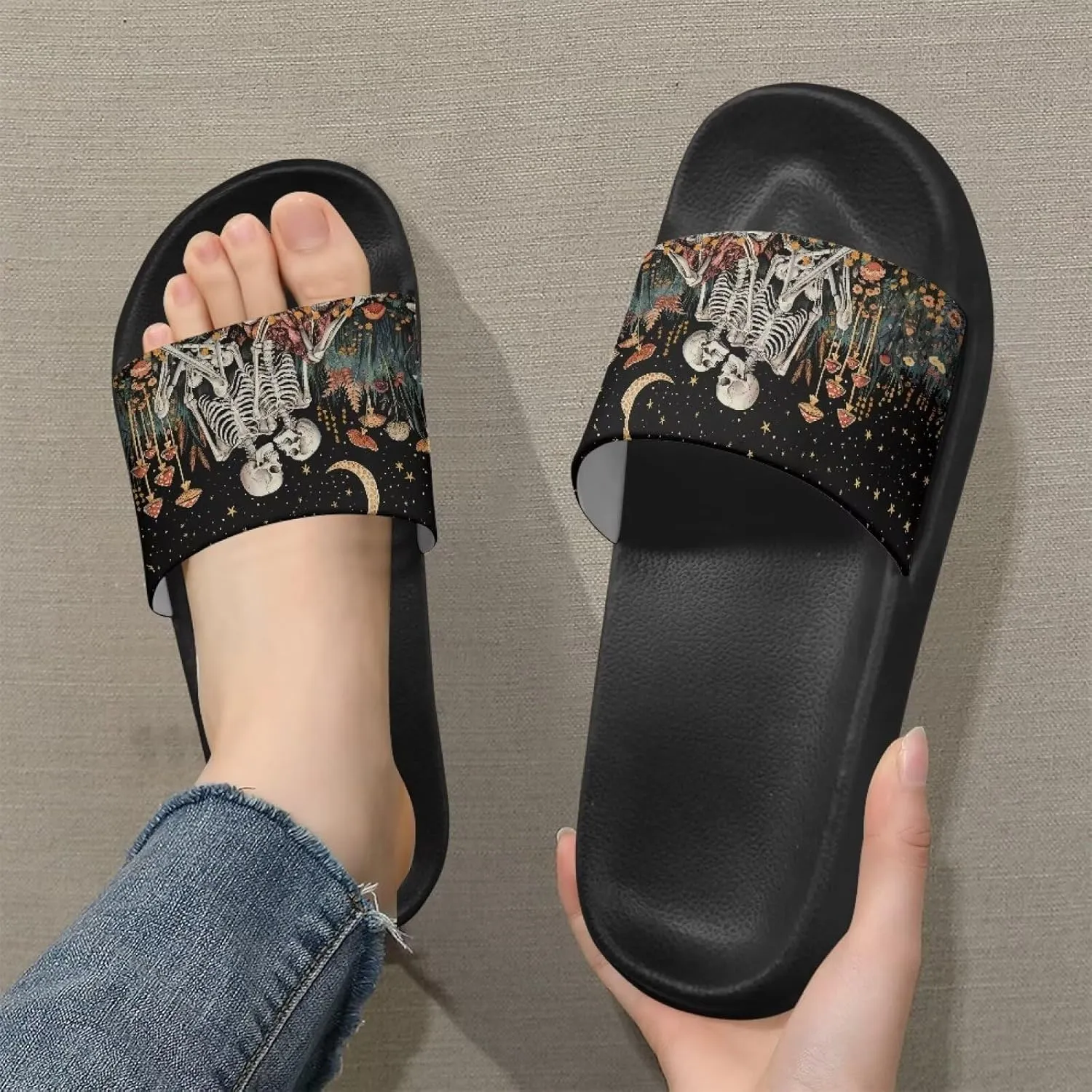 Slides & Slippers for Women & Men Casual Pool Sandals Open Toe Shower Shoes Summer Footwear Gift for Family Friends
