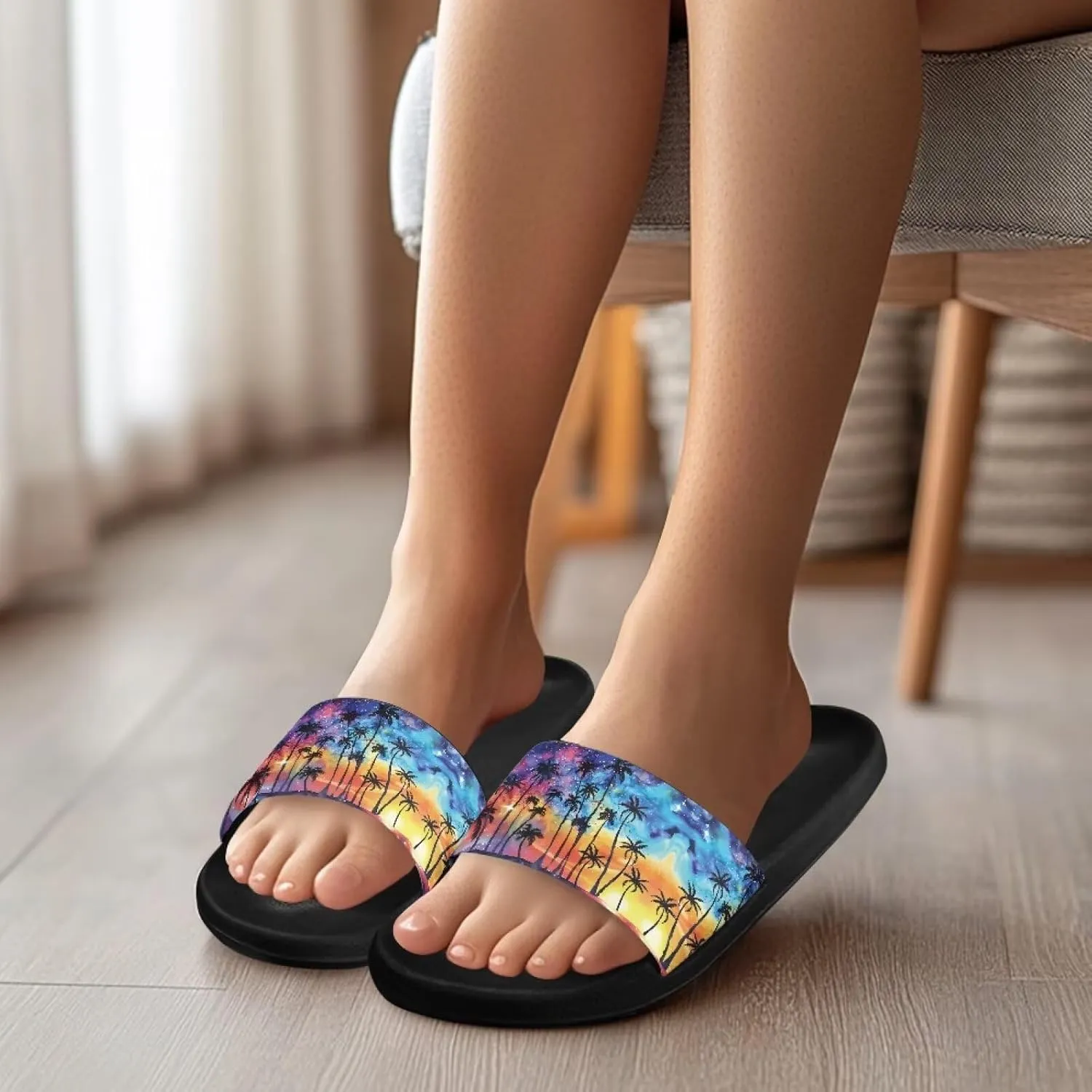 Slides & Slippers for Women & Men Casual Pool Sandals Open Toe Shower Shoes Summer Footwear Gift for Family Friends