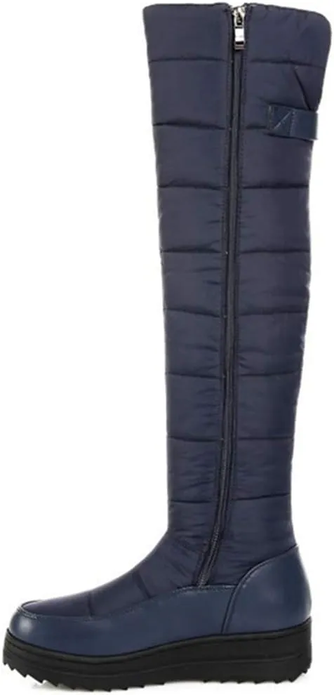VOKLIN Women's Winter Over The Knee Thigh High Snow Boots Waterproof Rain Fur Lined Warm Wide Calf Snow Boot