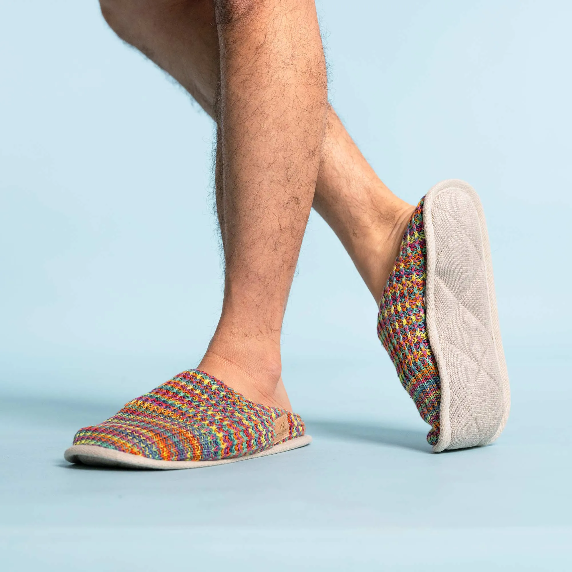 WODEHOUSE Glue-free Organic Linen House Shoes Slippers (100% Organic Cotton Fleece Lining; Elastic-Free, Vegan)