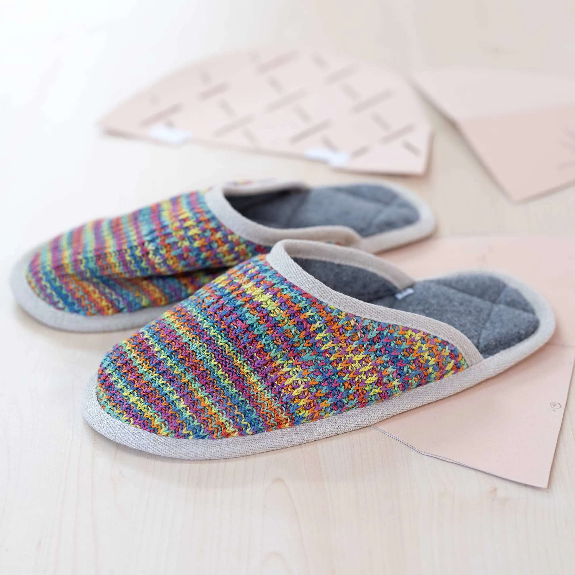 WODEHOUSE Glue-free Organic Linen House Shoes Slippers (100% Organic Cotton Fleece Lining; Elastic-Free, Vegan)