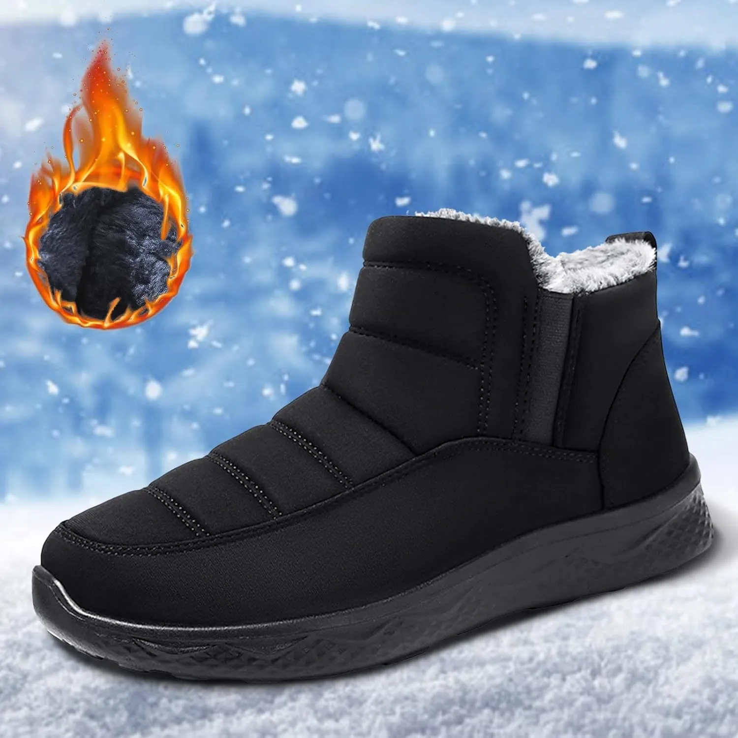 Women's Snow Boots Waterproof Winter Boots Non Slip Fuzzy Fur Booties Cold Weather Lace Up Ankle Boots Comfortable Winter Shoes Trekking Shoes