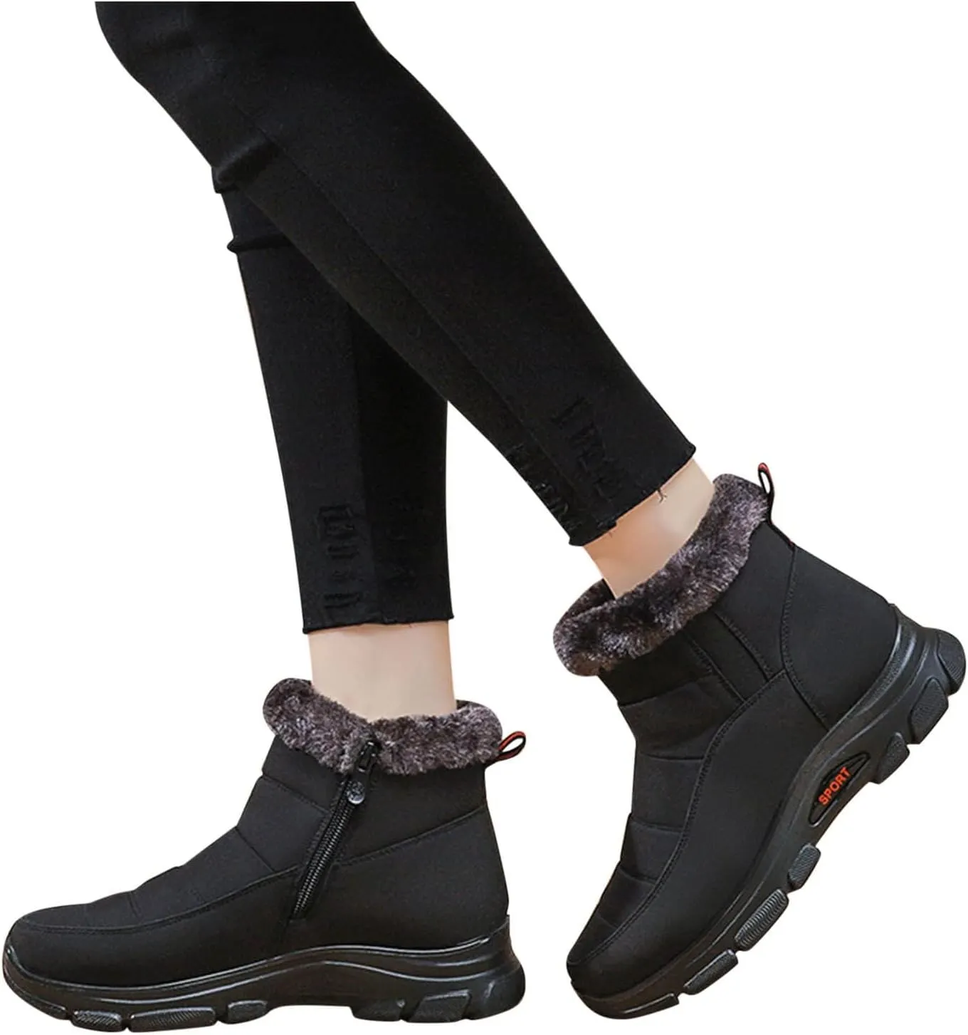 Women's Snow Boots Waterproof Winter Boots Non-slip Warm Fur Booties Lightweight Slip on Ankle Boots Comfortable Winter Shoes Trekking Shoes