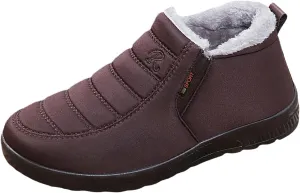 Womens Snow Boots Waterproof Winter Boots Non Slip Warm Fur Booties Lightweight Slip on Ankle Boots Comfortable Winter Shoes Trekking Shoes