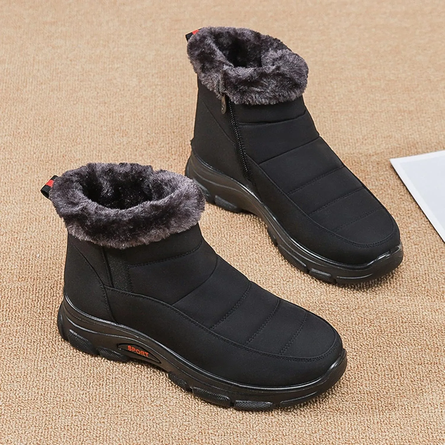 Women's Snow Boots Waterproof Winter Boots Non-slip Warm Fur Booties Lightweight Slip on Ankle Boots Comfortable Winter Shoes Trekking Shoes