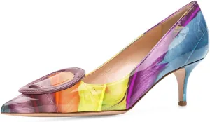 YDN Women Classic Pointed Toe Slip on Pumps Kitten Low Heel Office Shoes with Buckle Size 4-15 US